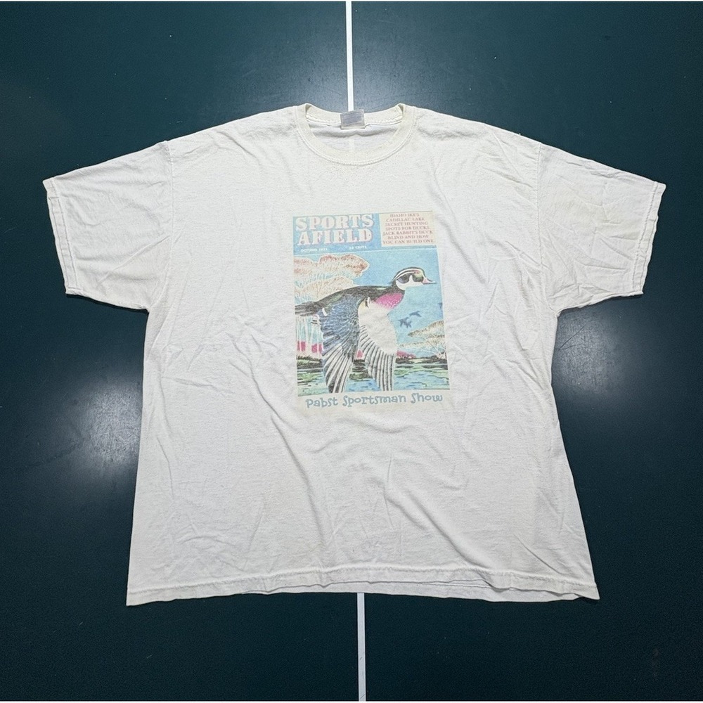 Vintage Sports Afield 1952 Magazine Graphic T Shirt 2XL Duck Hunting Nature 90s